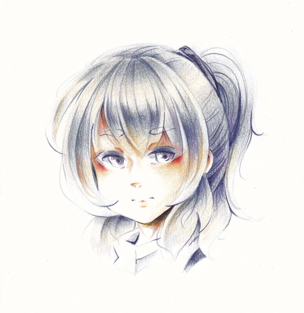 布都ちゃん イケメン風ver 東方project 同人 手描きイラスト 色鉛筆画 Miraflores Booth