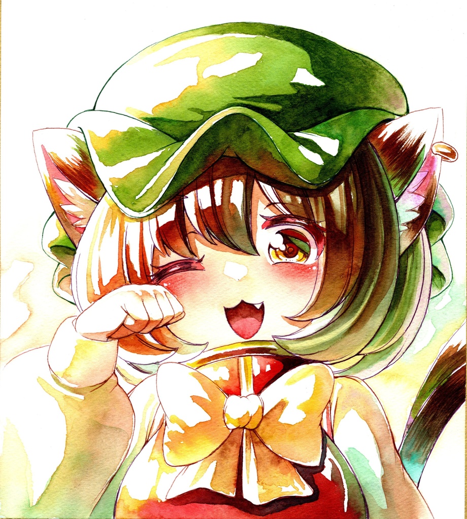 水彩橙ちゃん❤　ウインク