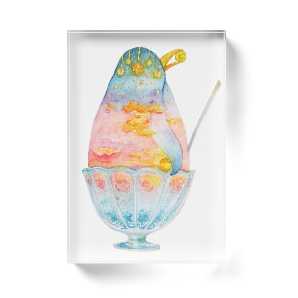 アクリルブロック『ペンギンかき氷✩.*˚夏の夕暮れ味』