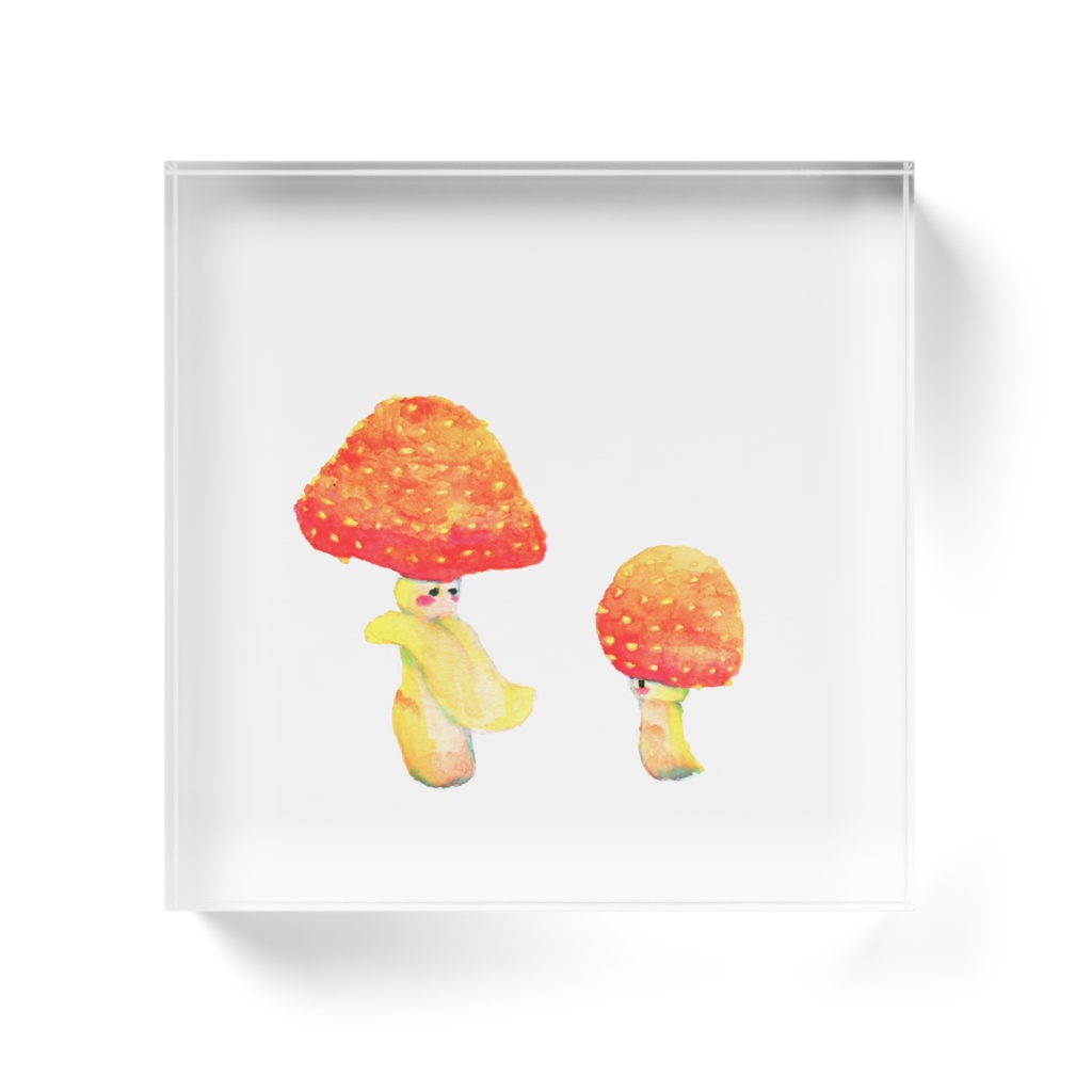 アクリルブロック『キノコの親子』