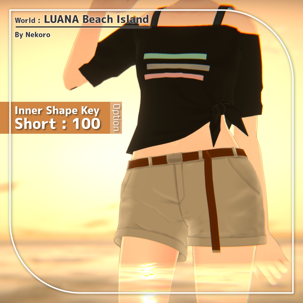 【9アバター対応】裾結びオフショルダーシャツ+ショートパンツ【PB設定済み】