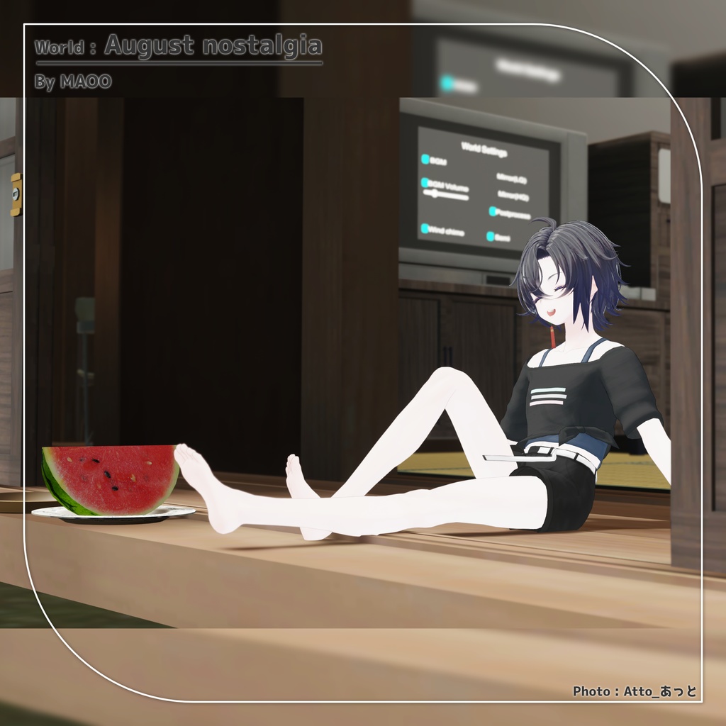 【9アバター対応】裾結びオフショルダーシャツ+ショートパンツ【PB設定済み】