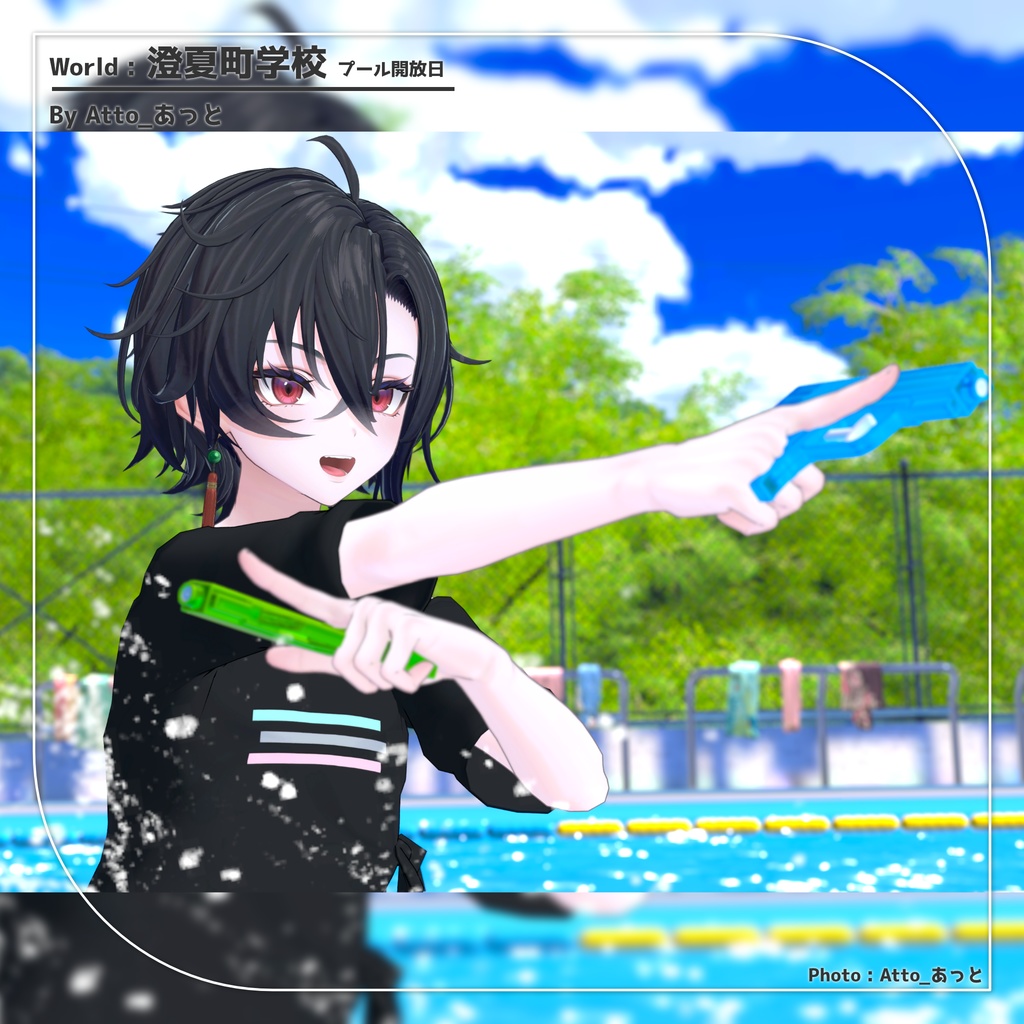 【9アバター対応】裾結びオフショルダーシャツ+ショートパンツ【PB設定済み】