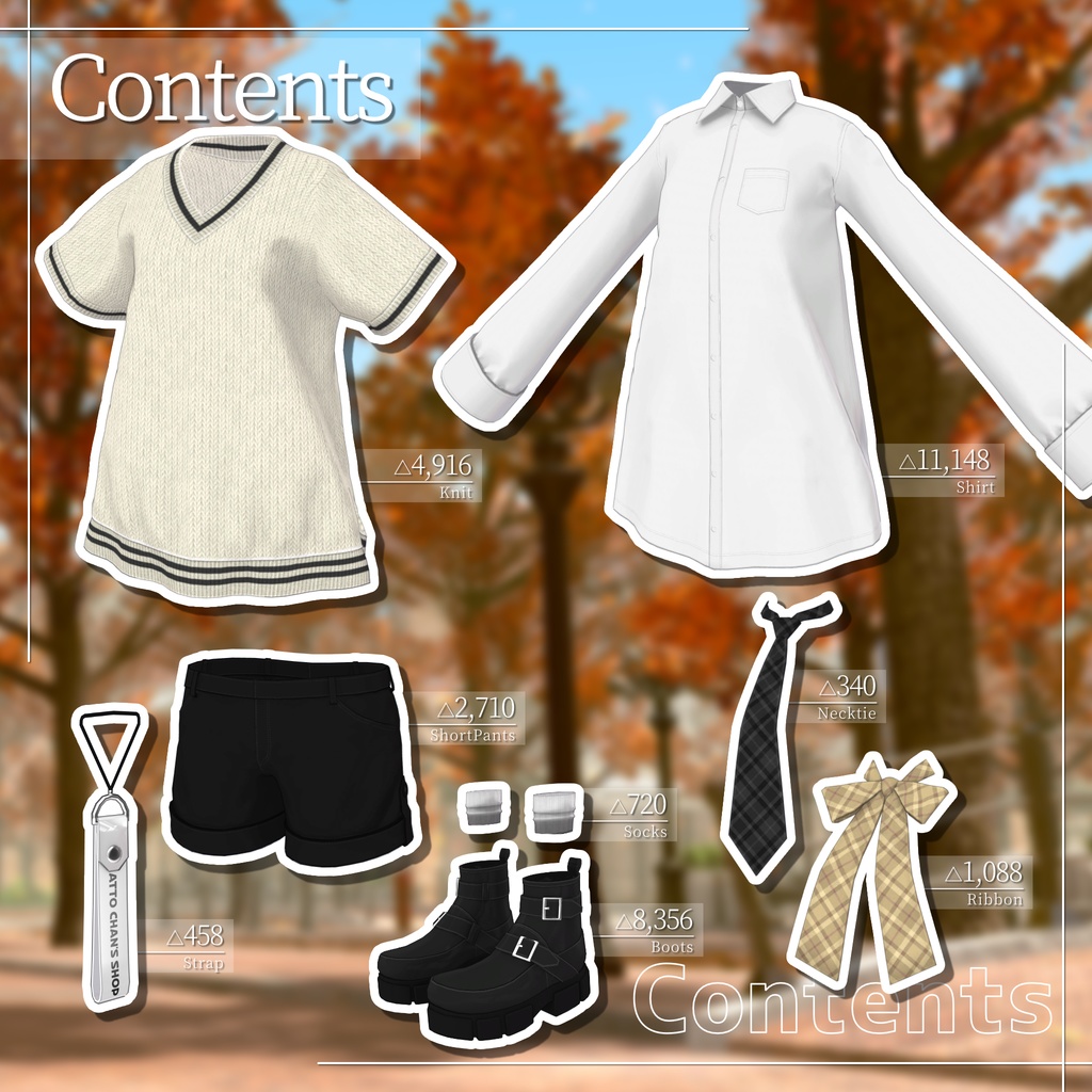 【7アバター対応】大きめニット&Yシャツコーデ【PB設定済み】