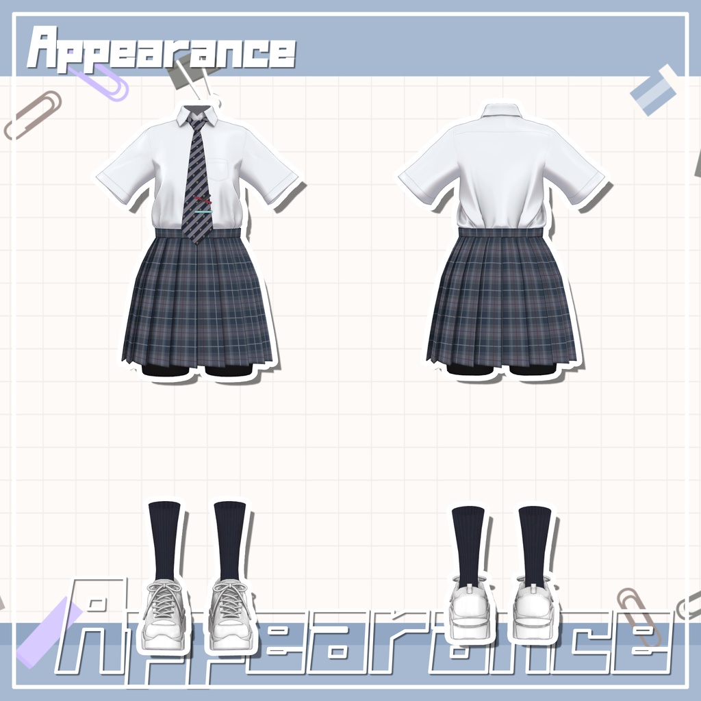 【9アバター対応】カジュアル制服コーデ+ヘッドホン付き!【PB設定済み】