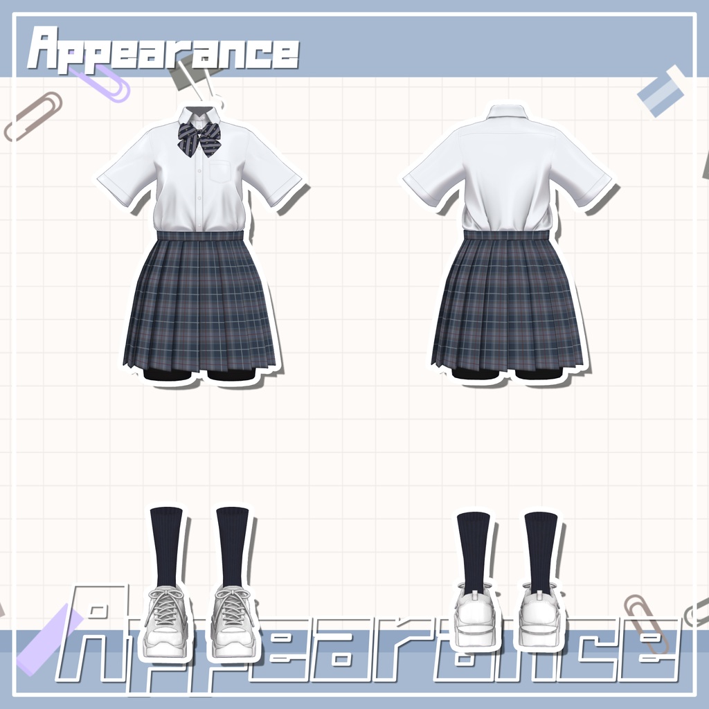 【9アバター対応】カジュアル制服コーデ+ヘッドホン付き!【PB設定済み】