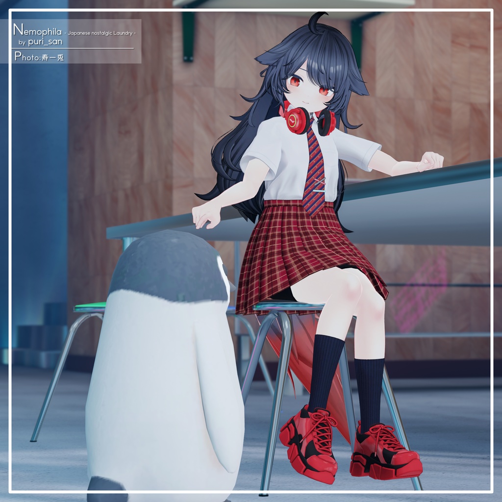 【9アバター対応】カジュアル制服コーデ+ヘッドホン付き!【PB設定済み】