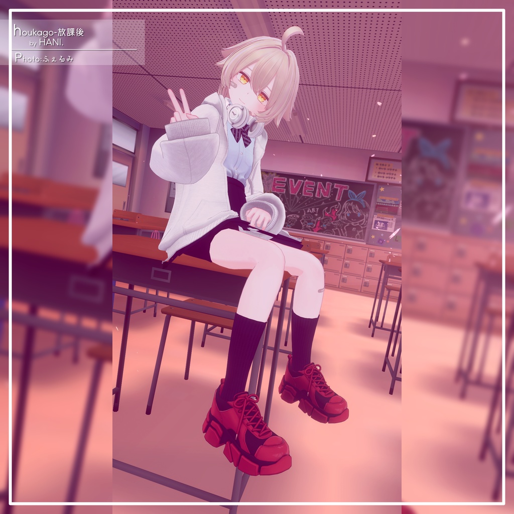 【9アバター対応】カジュアル制服コーデ+ヘッドホン付き!【PB設定済み】