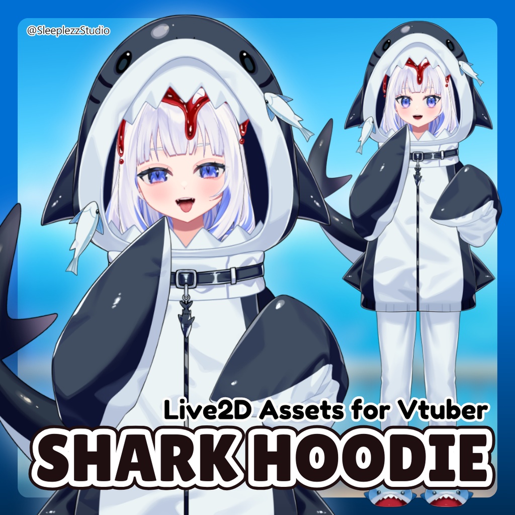 [Live2D Assets for Vtuber] ★ Shark Hoodie