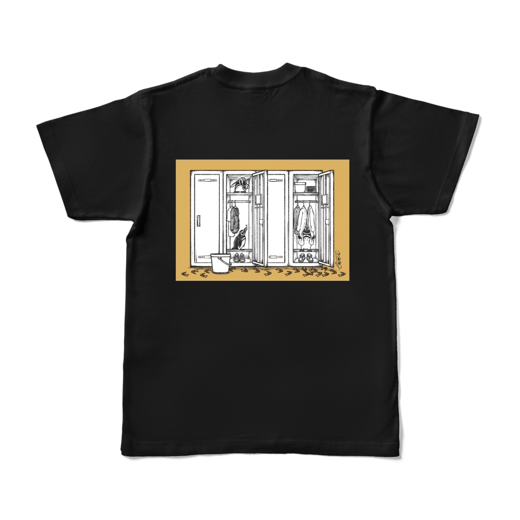 ペンギン　ロッカー　バックプリントTシャツ（オレンジ）　ブラック