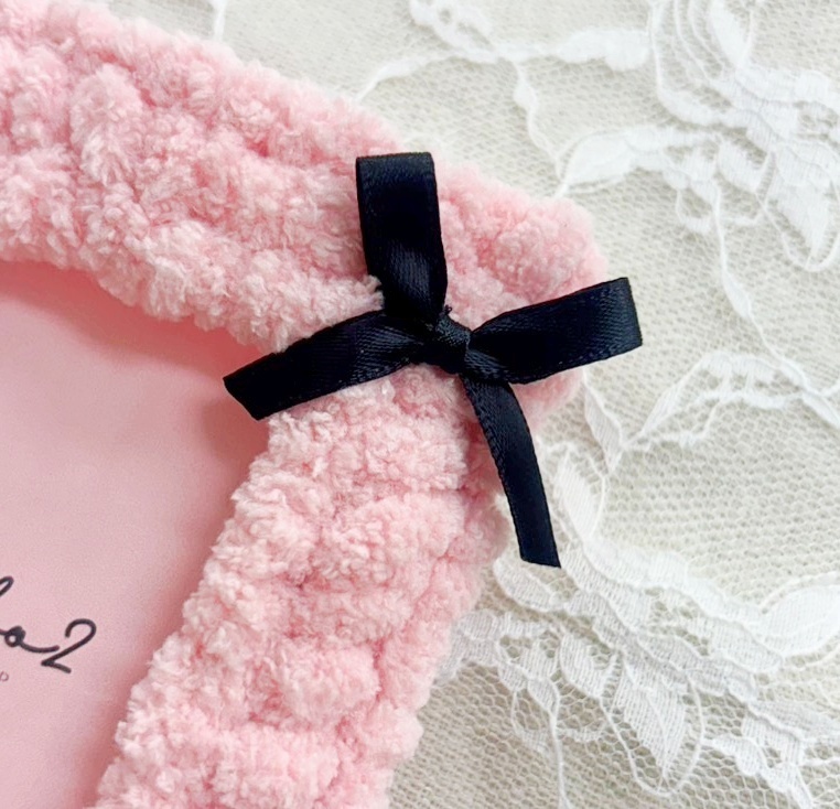 もこもこトレカケースピンク リボン付き