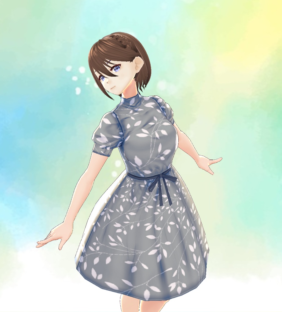 [VRoid] Gray Casual Dress グレーのカジュアルドレス