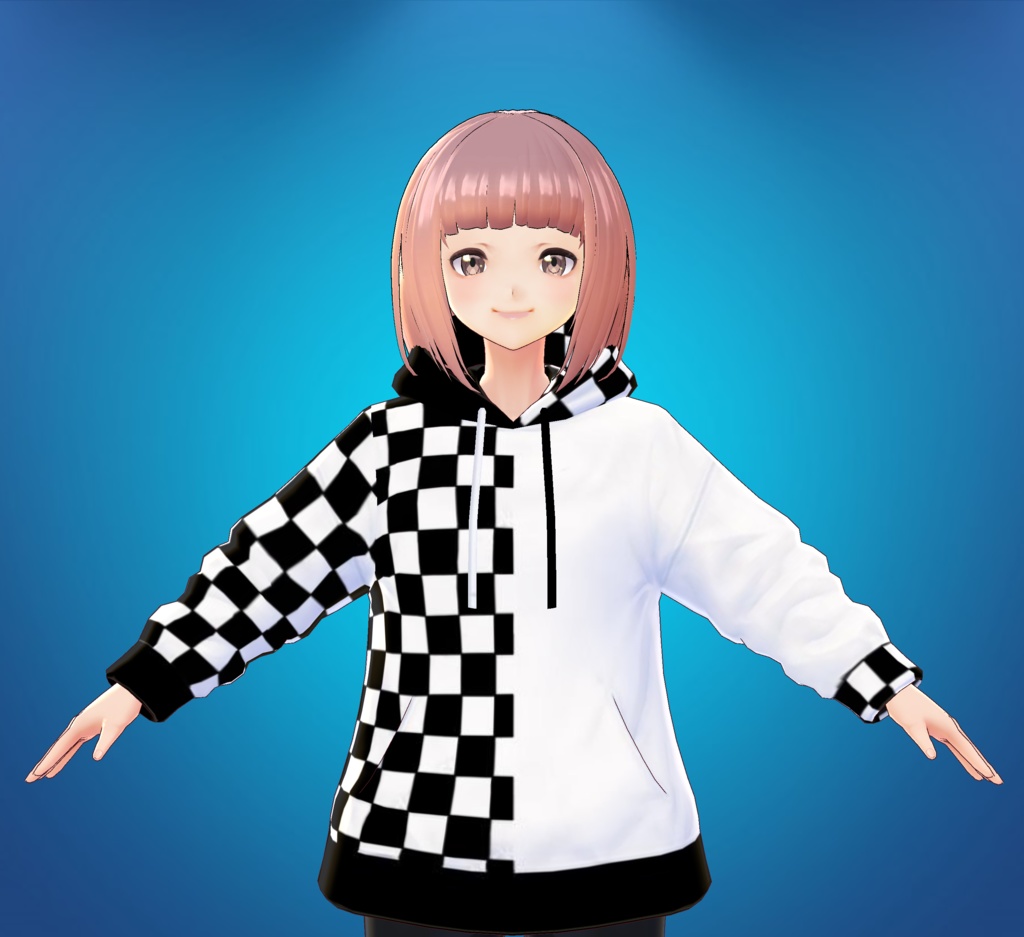 [VRoid] Black and White Hoodie 黒と白のパーカー