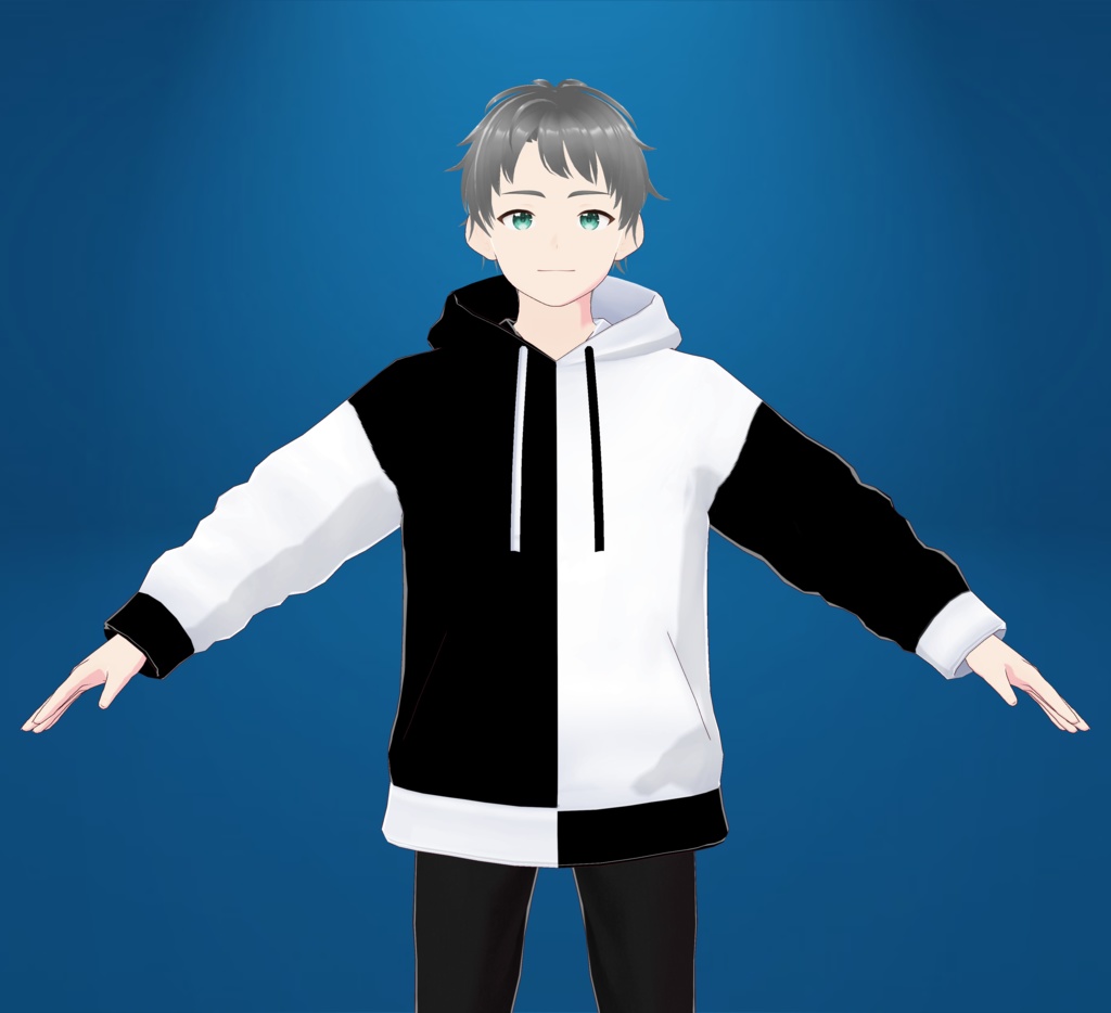 [VRoid] Black and White Hoodie 黒と赤のパーカー