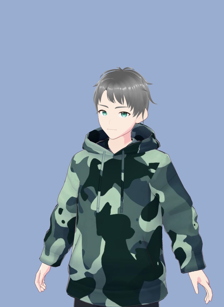 [VRoid] Green Military Hoodie  ミリタリーパーカー 