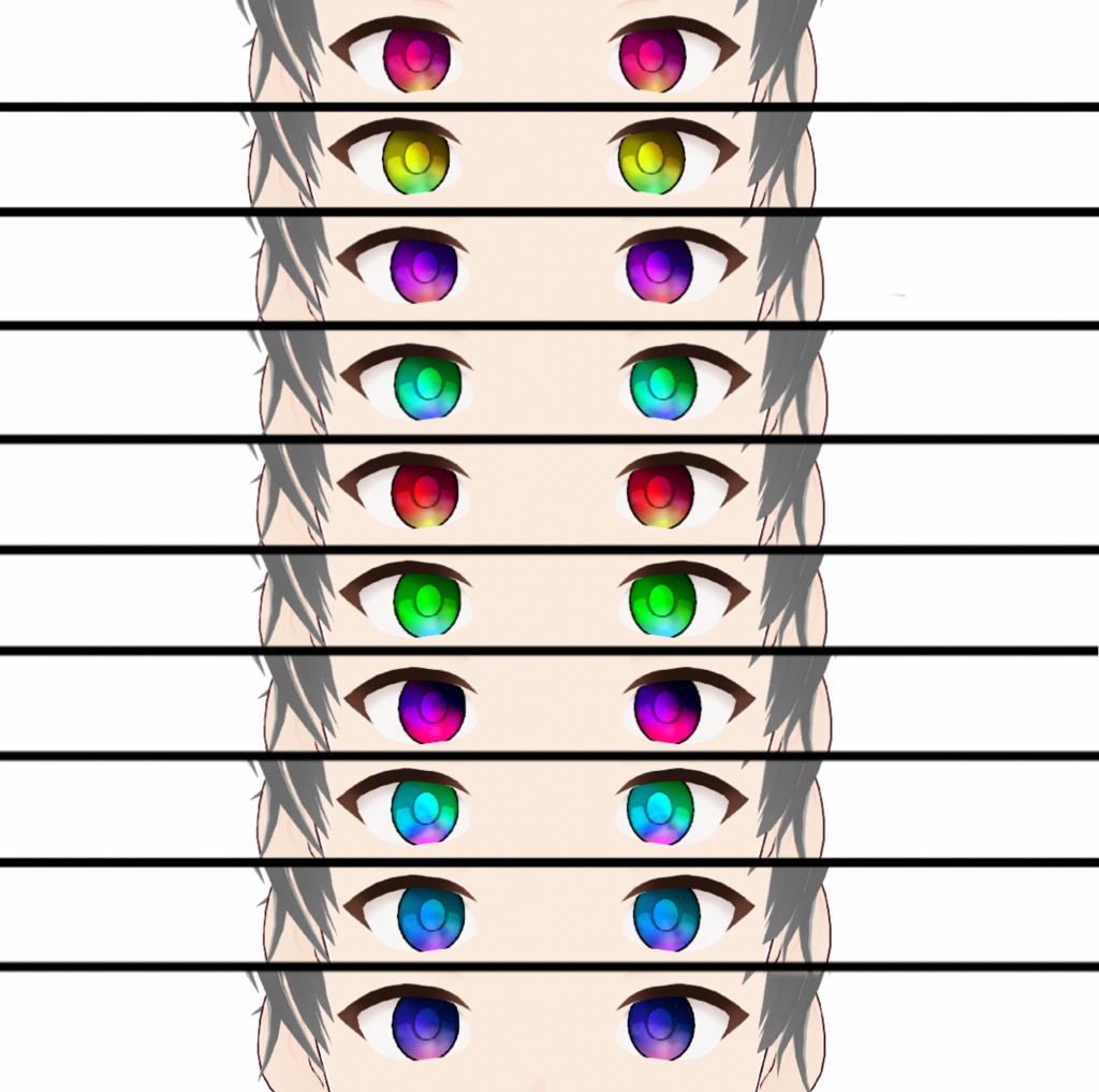[Vroid] Gradient Colorful Eye Textures (10) グラデーションのカラフルな目のテクスチャ(10)