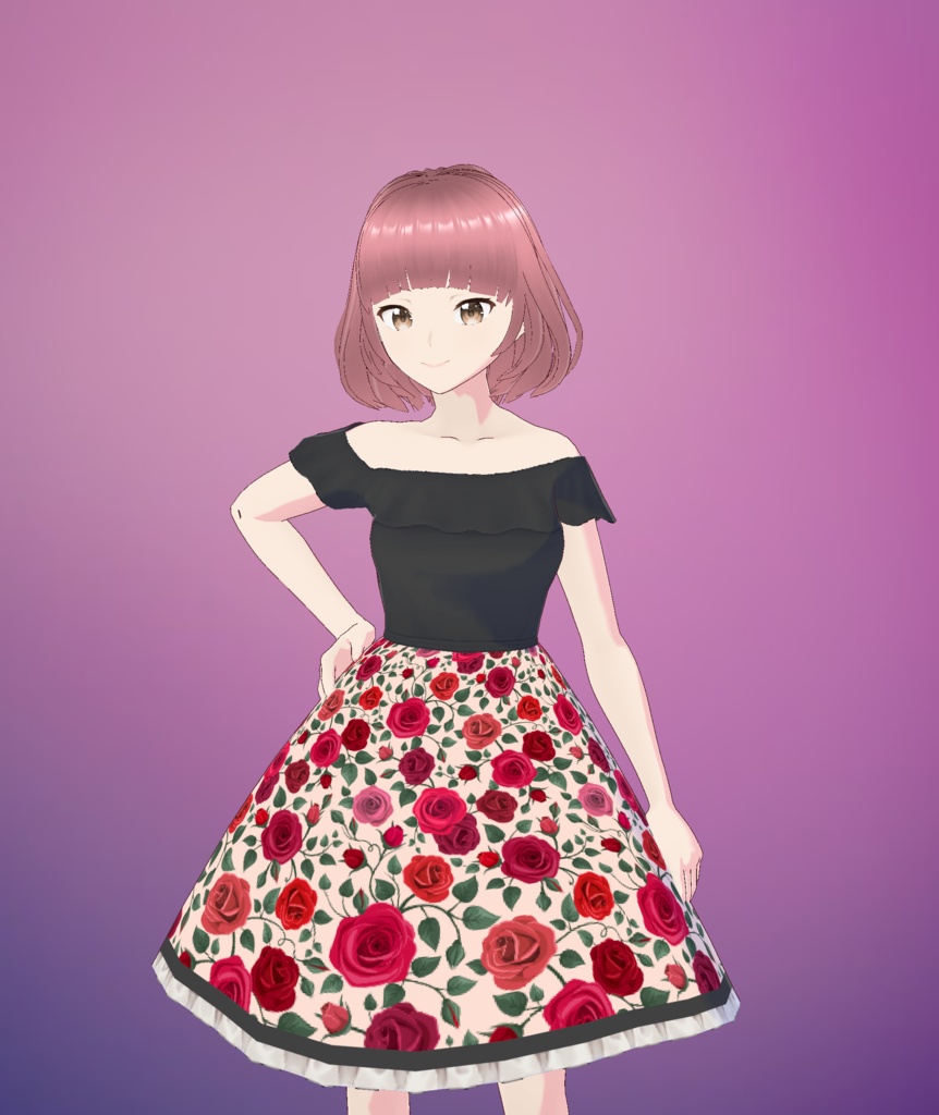 [Vroid] Cute Rose Dress かわいいバラのドレス