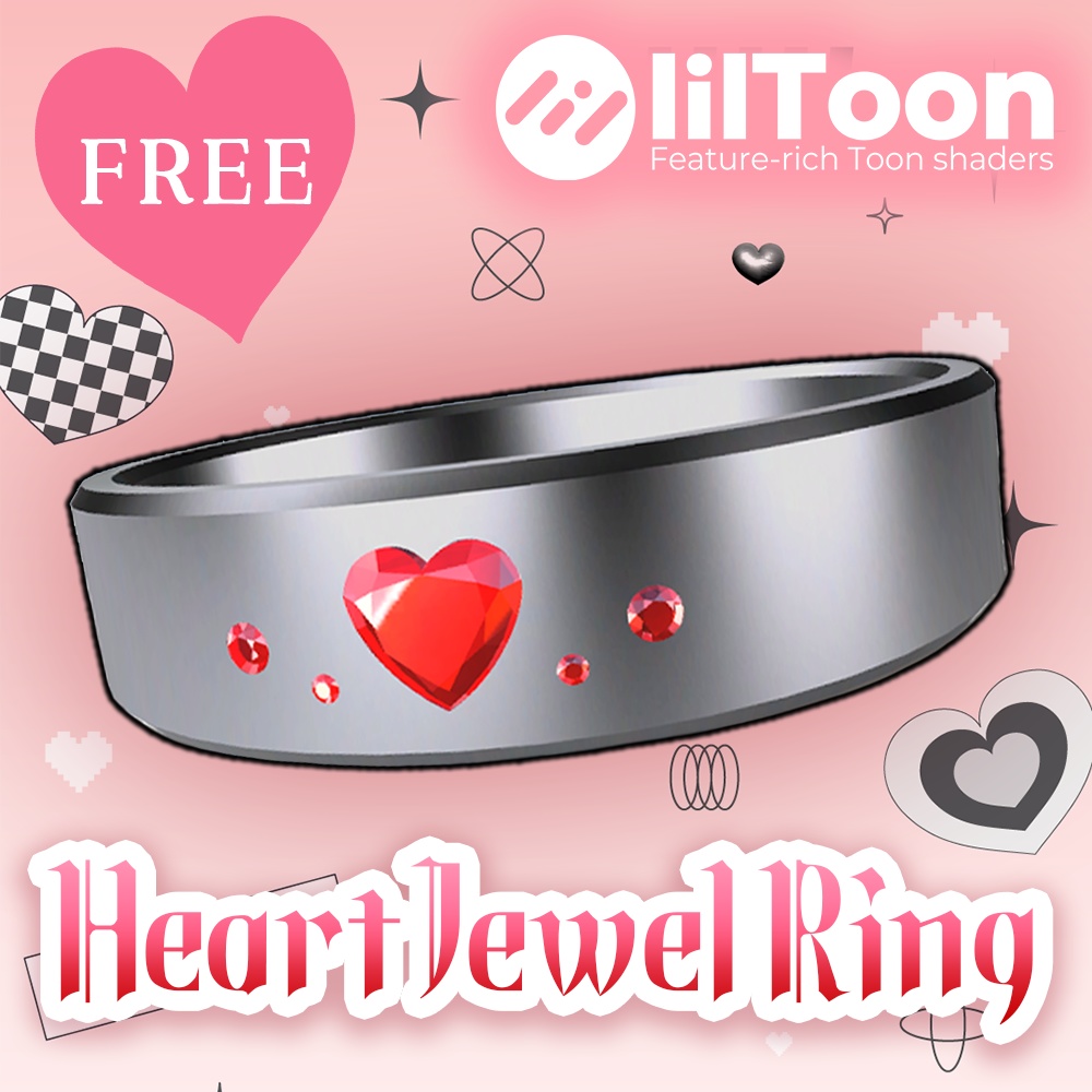 【無料 / Free】Heart Jewel Ring【VRChat想定】