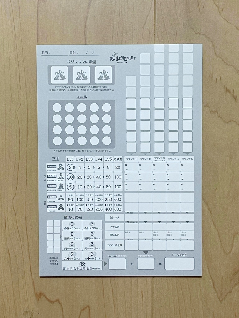 ロールケミスト 部材とルール