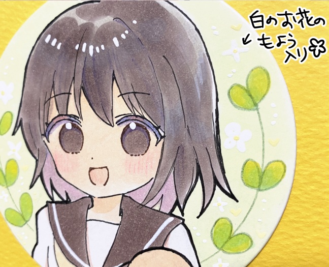 【完売】アナログ原画 丸型イラストカード