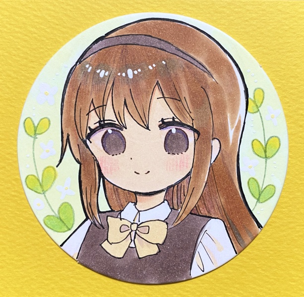 【完売】アナログ原画 丸型イラストカード