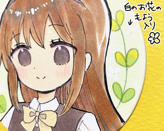 【完売】アナログ原画 丸型イラストカード