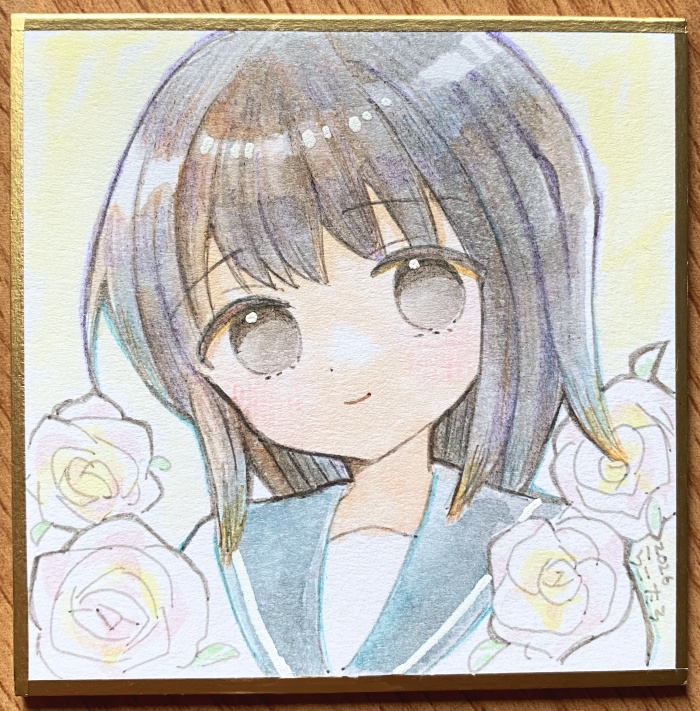 【完売】セーラー服の女の子　豆色紙