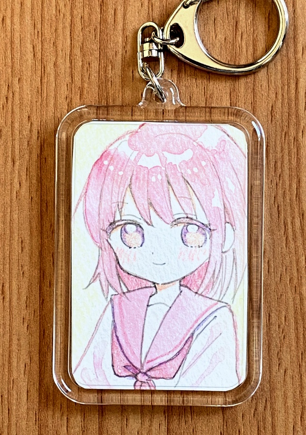 【完売】【原画キーホルダー】きらきらピンクちゃん