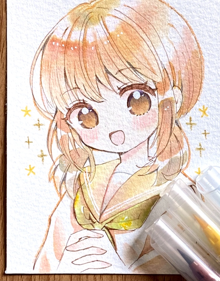 【完売】【フレームレス原画】オレンジイエローちゃん