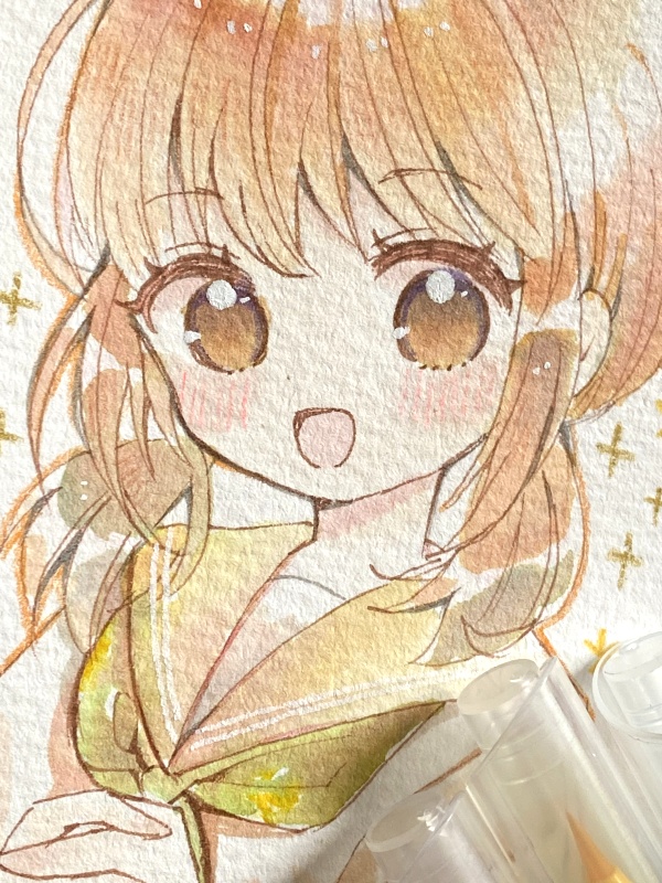 【完売】【フレームレス原画】オレンジイエローちゃん