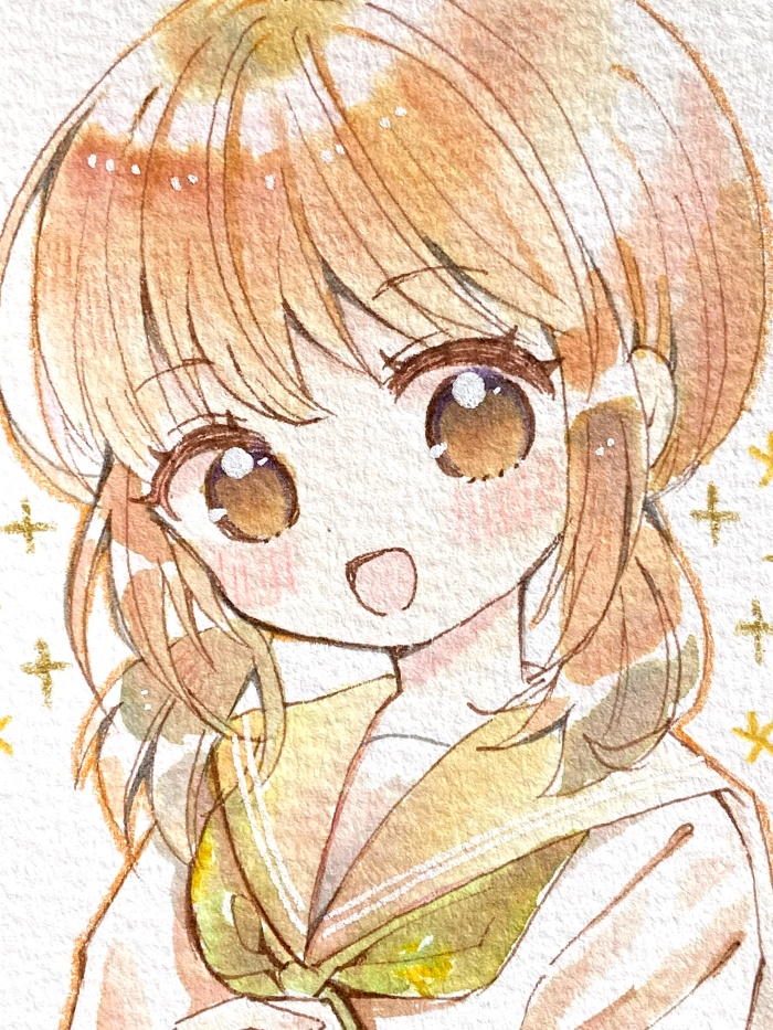 【完売】【フレームレス原画】オレンジイエローちゃん