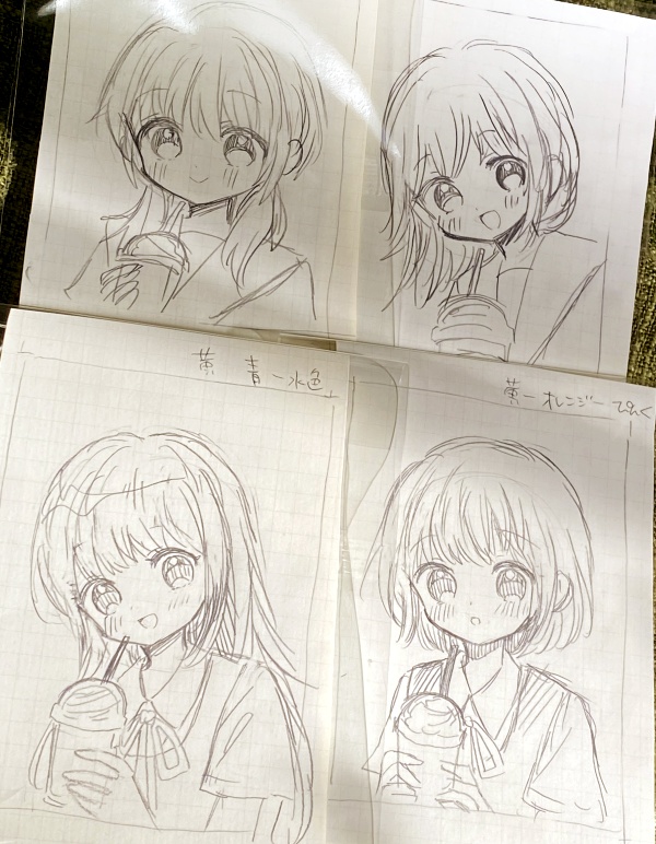 【完売】【フレームレス原画】フラッペちゃん 4種 ラフ付き