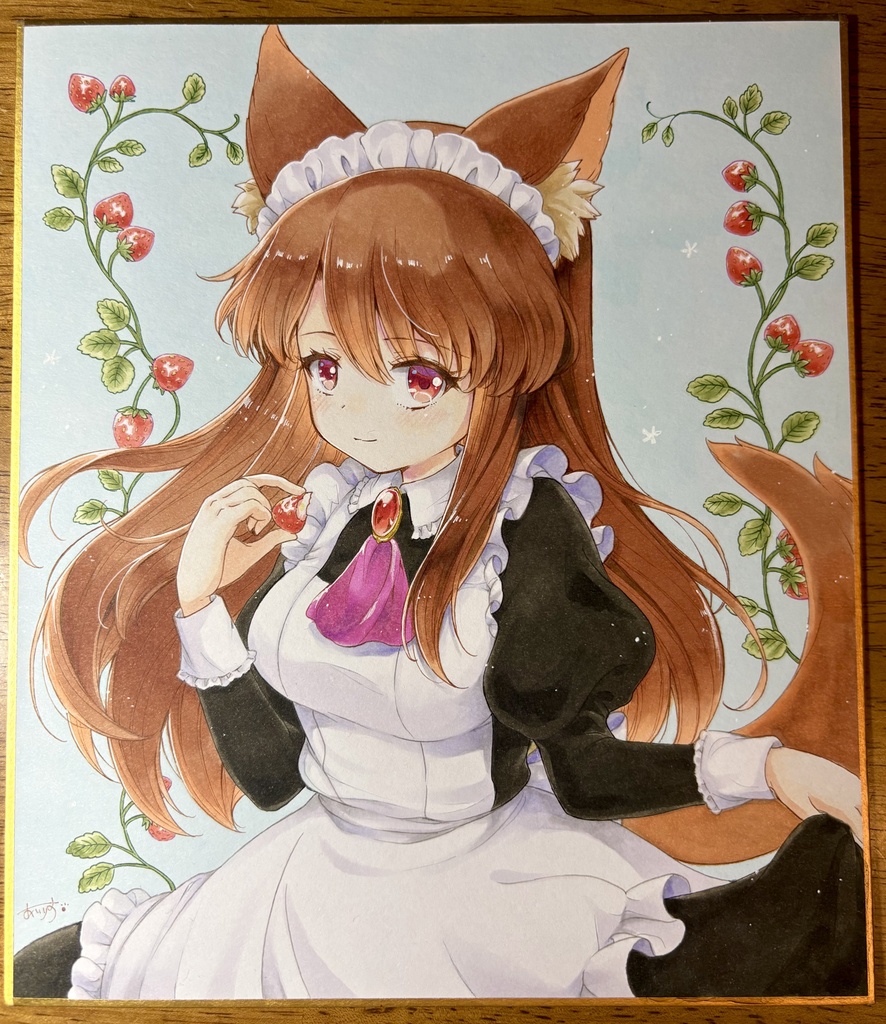 【手描き色紙】東方プロジェクト　今泉影狼さん　いちごメイド