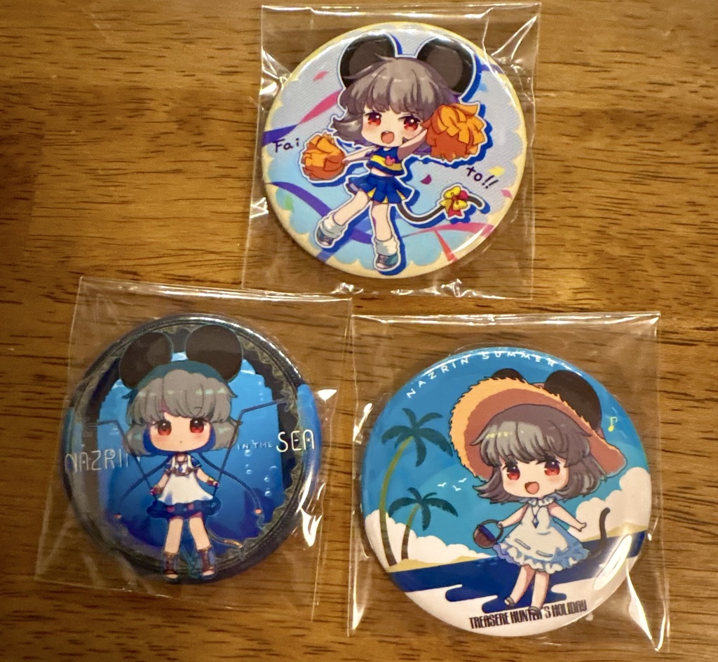 東方プロジェクト　ナズーリンちゃん　夏缶バッジセット
