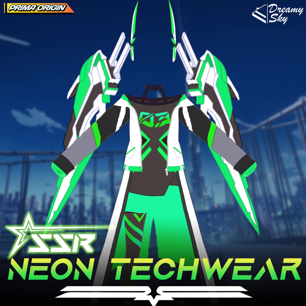 ⚡ Neon Armor Line - Series 01 | Cyberpunk Techwear Suit for VRoid 🤖