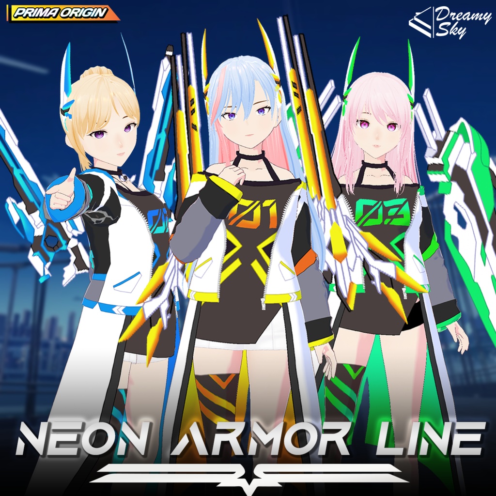 ⚡ Neon Armor Line - Series 01 | Cyberpunk Techwear Suit for VRoid 🤖