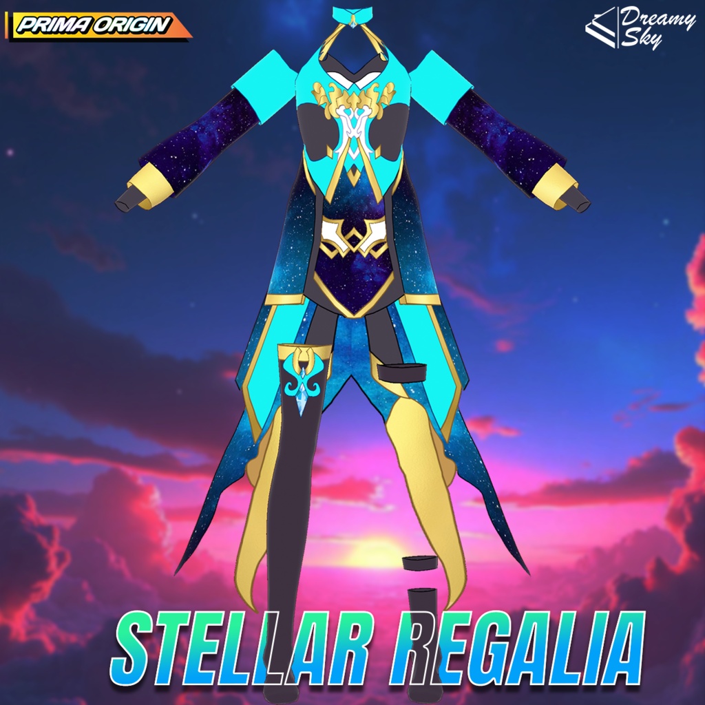 🌌 Stellar Regalia | Galaxy Void Outfit Set for VRoid 🌌