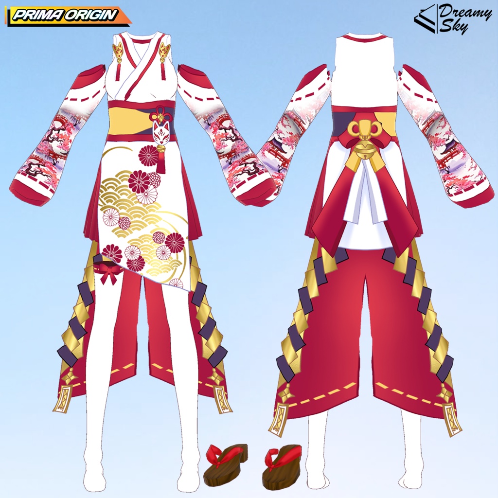 ⛩️ 【VRoid正式版】Kitsune Shrine Maiden Series / キツネ巫女シリーズ フルセット【3種セット / 3色展開】 ⛩️