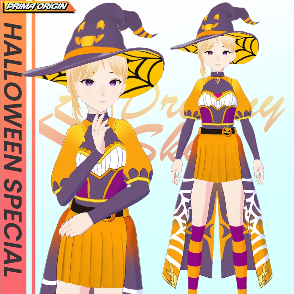 🎃👻【無料/FREE】Ghostly Pumpkin Witch / ゴーストリー・パンプキン・ウィッチ【VRoid正式版 /全4色・0円無料配布】👻🎃