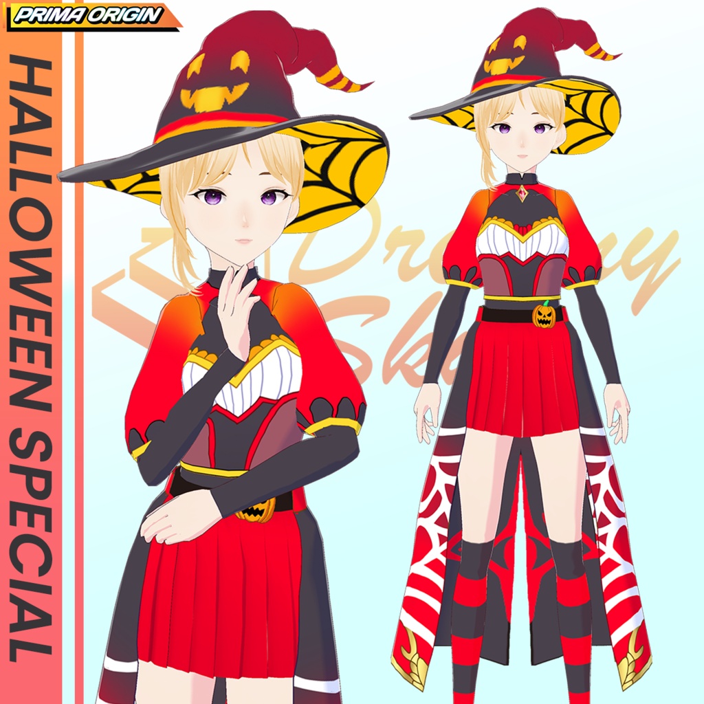 🎃👻【無料/FREE】Ghostly Pumpkin Witch / ゴーストリー・パンプキン・ウィッチ【VRoid正式版 /全4色・0円無料配布】👻🎃
