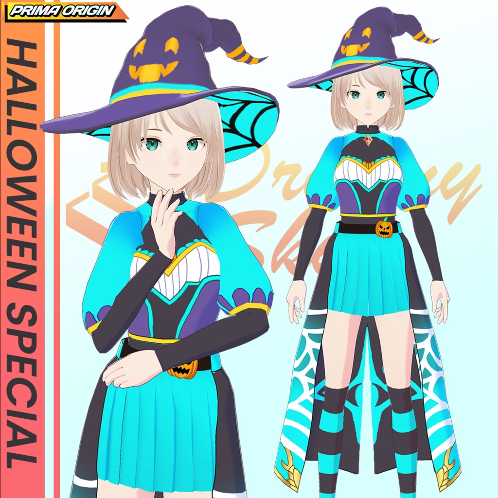 🎃👻【無料/FREE】Ghostly Pumpkin Witch / ゴーストリー・パンプキン・ウィッチ【VRoid正式版 /全4色・0円無料配布】👻🎃