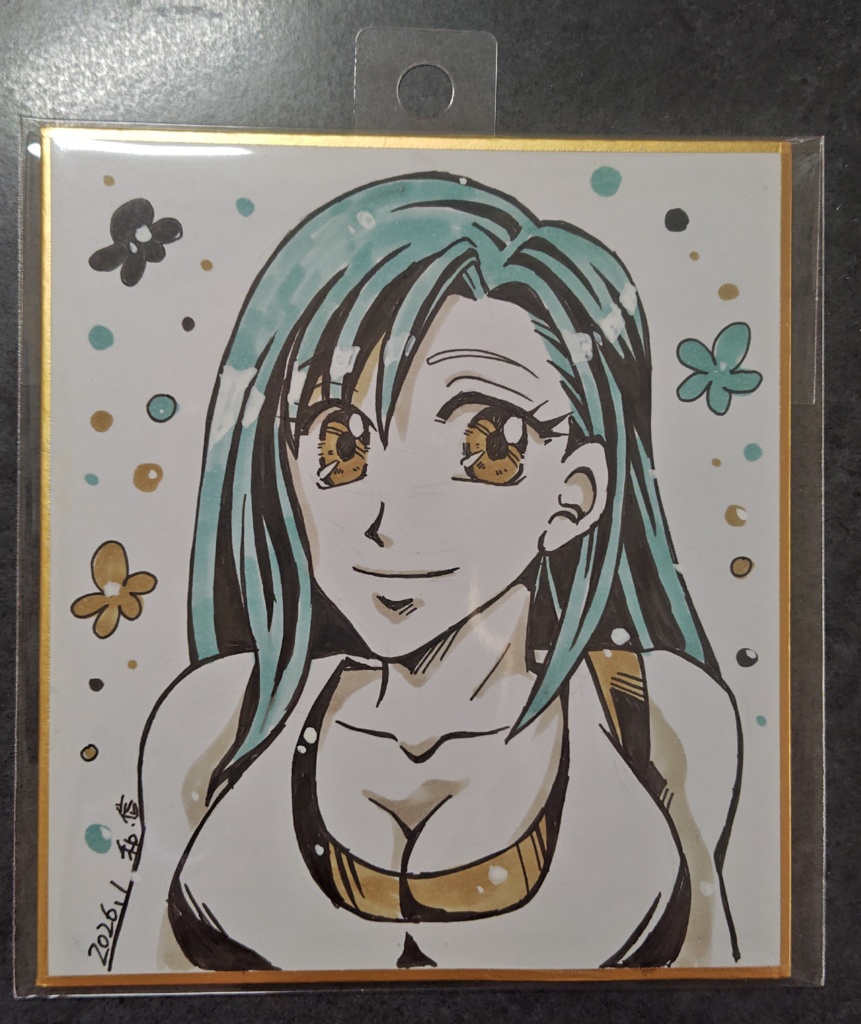 ミニ色紙イラスト(FF7·ティファ)