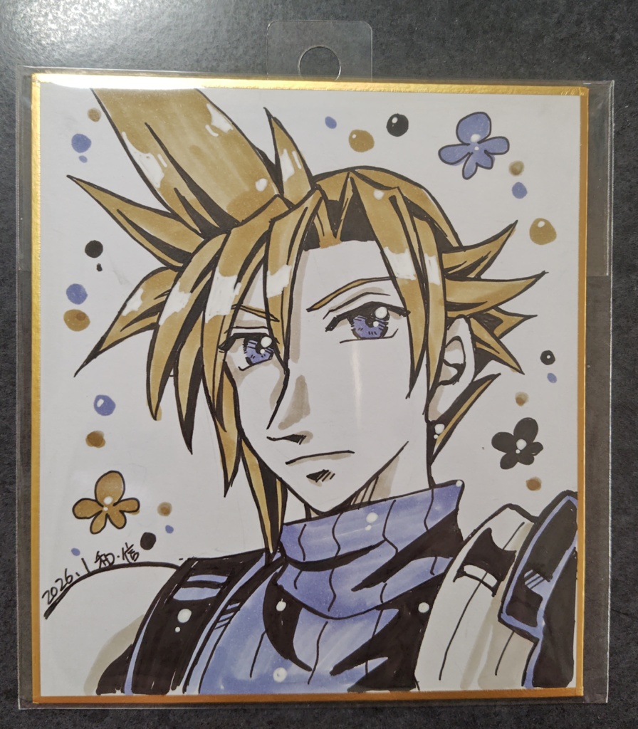 ミニ色紙イラスト(FF7·クラウド)