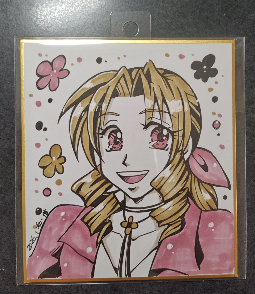 ミニ色紙イラスト(FF7·エアリス)