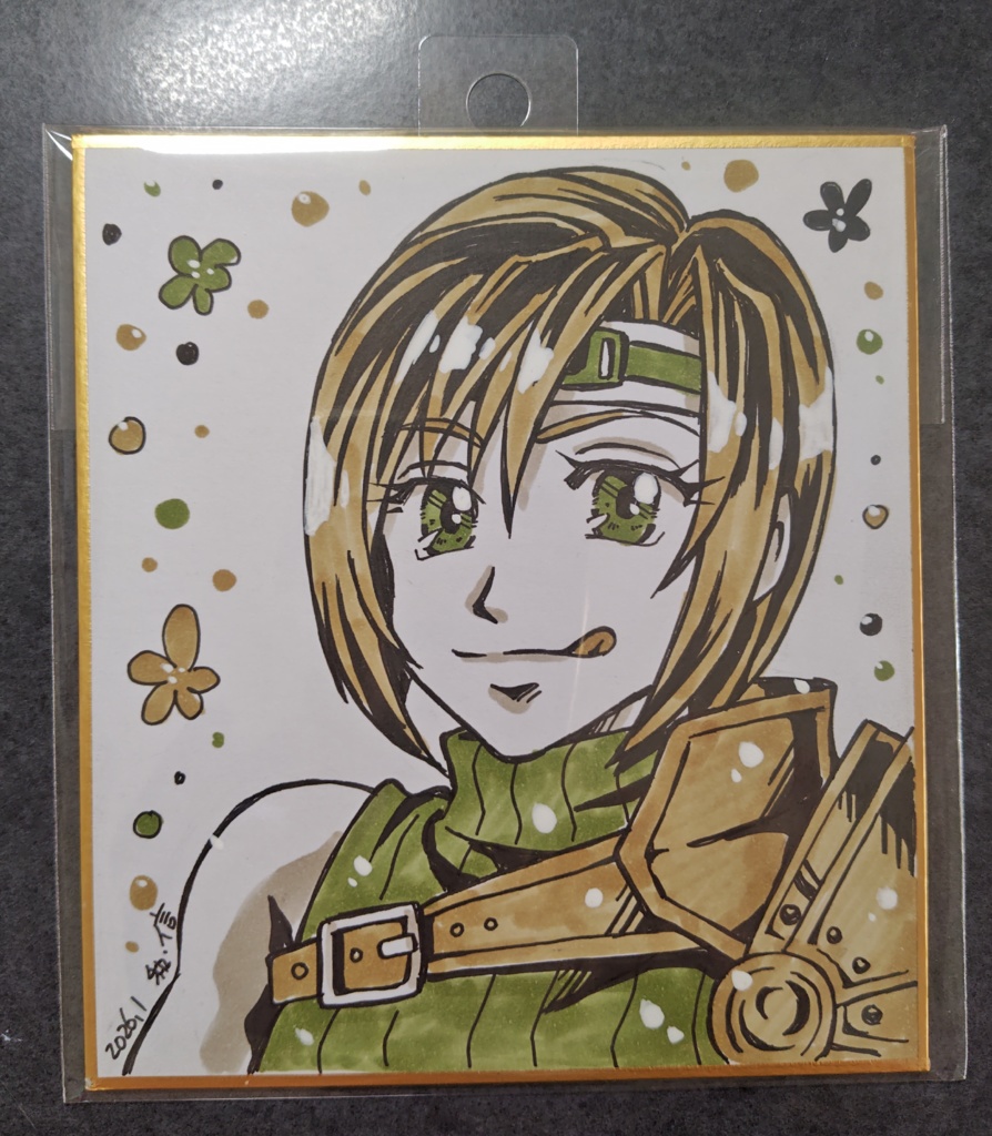 ミニ色紙イラスト(FF7·ユフィ)