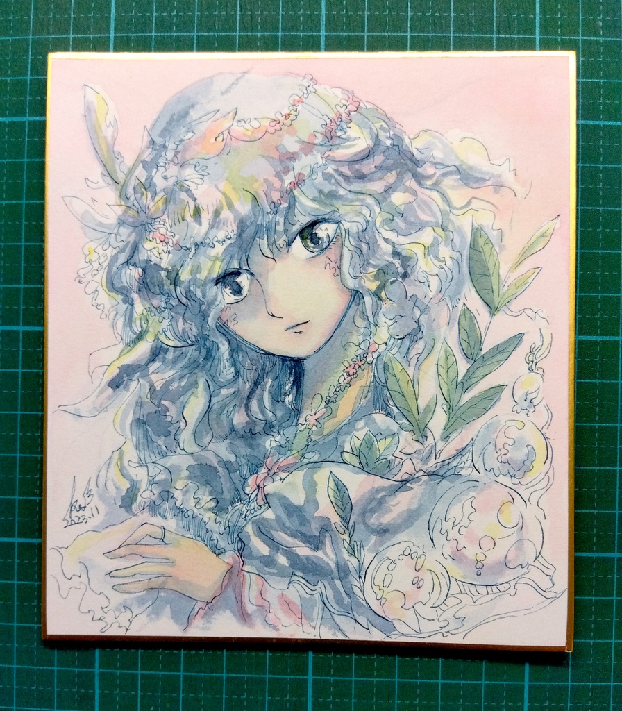 『約束』水彩原画ミニ色紙