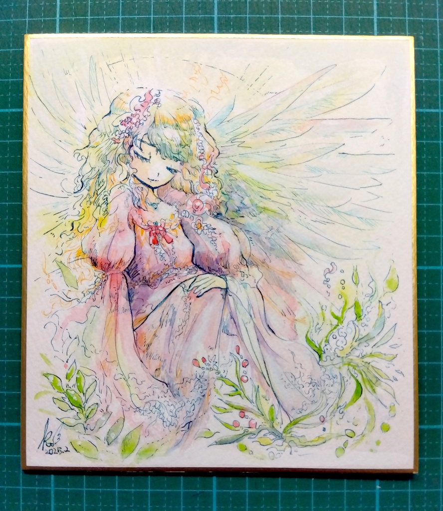 『光輪』水彩原画ミニ色紙