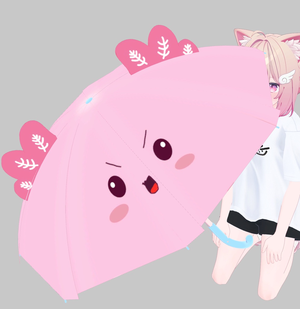 【3D-Unity\VRChat】Modular Avatar ウーパールーパー 傘  Cute Axolotl Umbrella