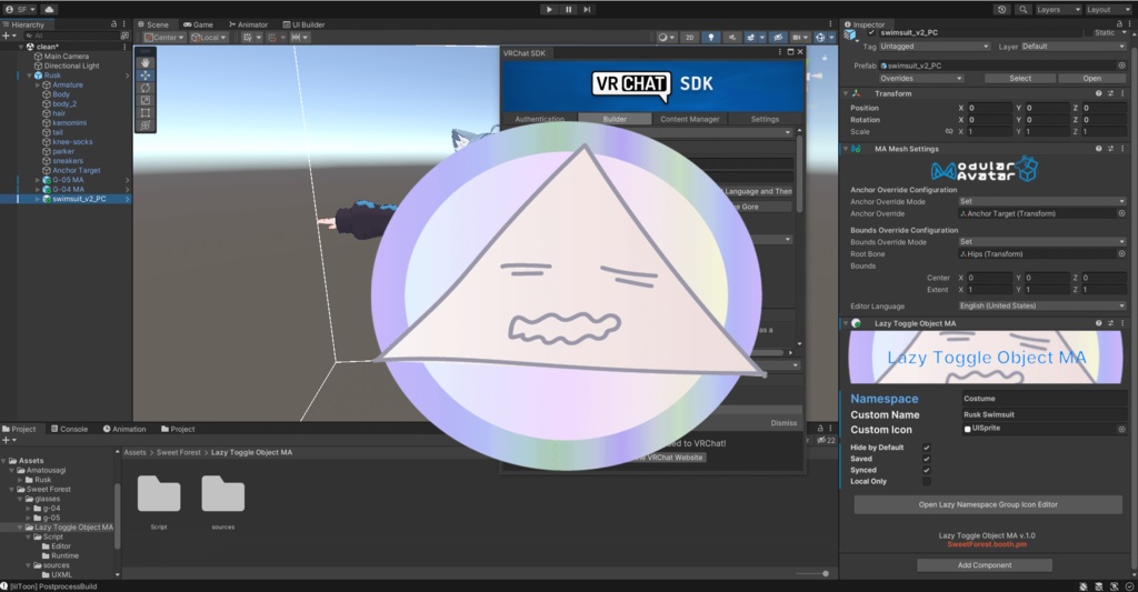 【VRChat Tool】Lazy Toggle Object MA (Toggle Menu) - Modular Avatar