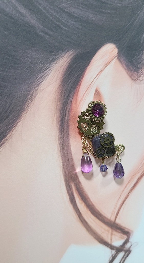 魔法少女まどか☆マギカ*暁美ほむらイヤーカフ風イヤリング